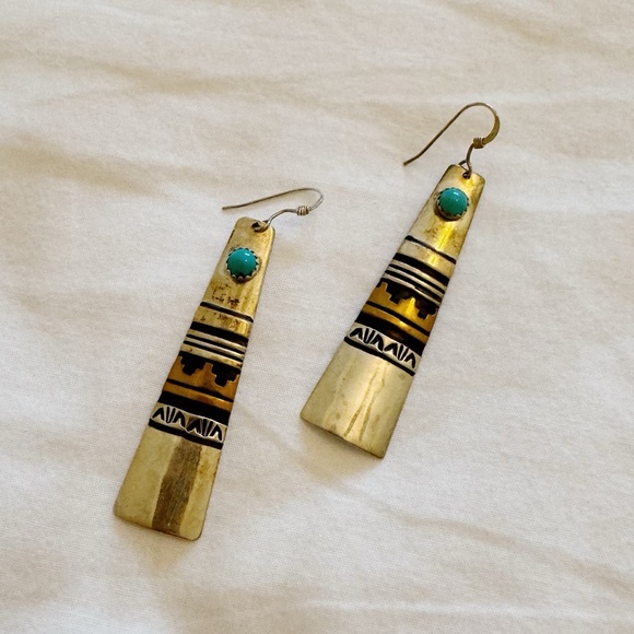 Aztec Turquoise Earrings - Picture 3 of 6